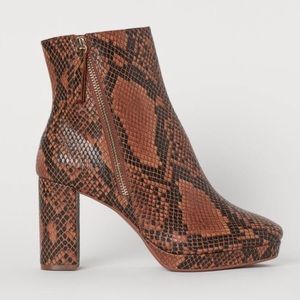 H&M Snakeskin Print Ankle Boots
